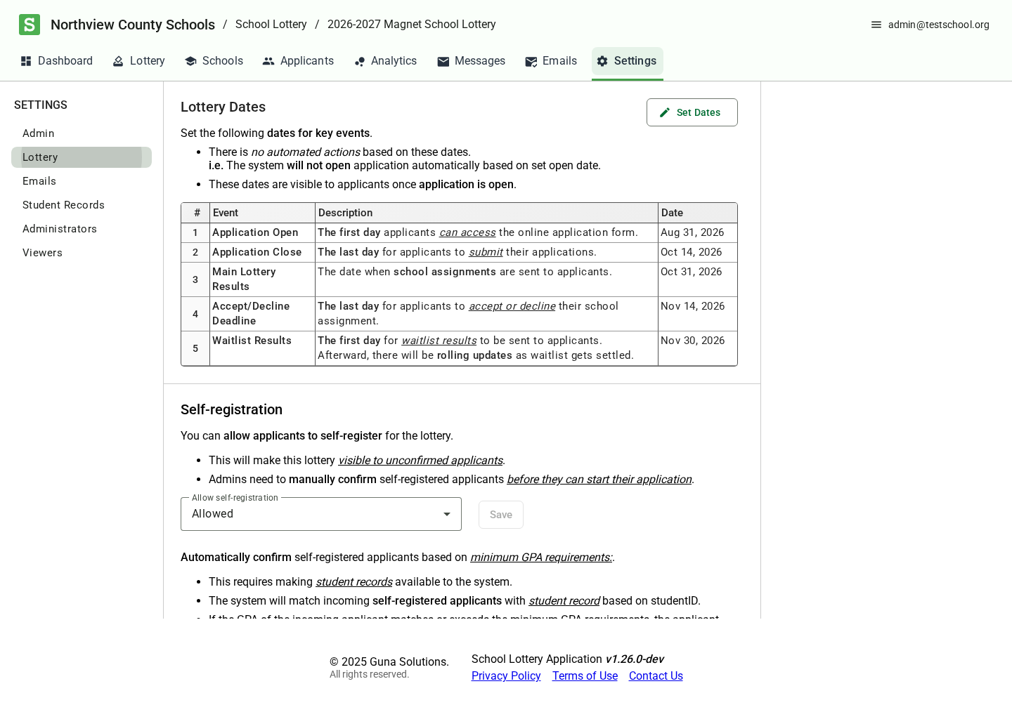 Lottery priority-program configuration screen